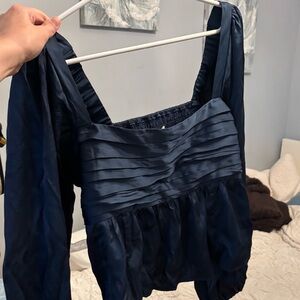 Abercrombie & Fitch Dark Blue Pleated Blouse